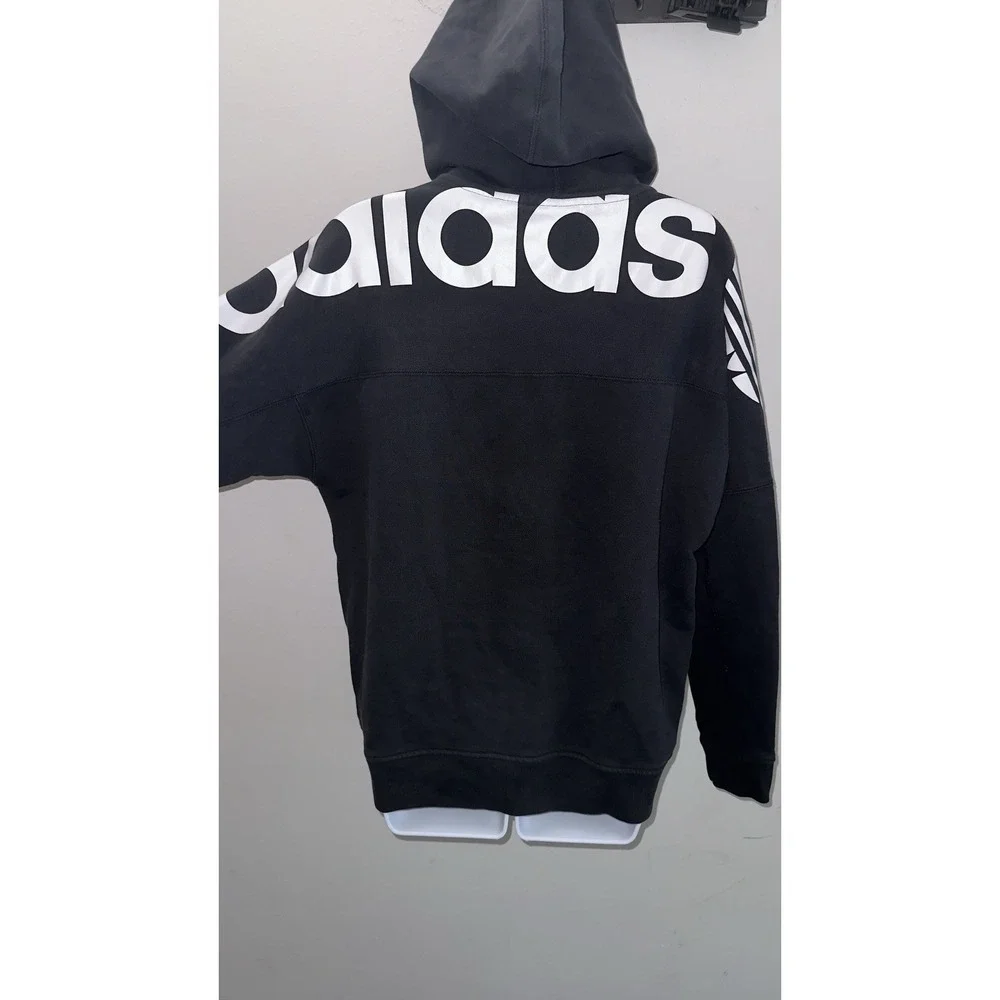 Adidas Originals Mens Hoodie Black White Big Logo Trefoil Pullover Small S